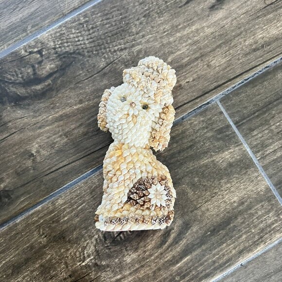 Unbranded Other - Vintage Dog w Hat * Made of Tiny Sea Shells 7” Tall * Adorable Figurine